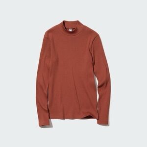 Uniqlo XXS orange mockneck ribbed tee